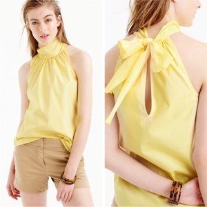 J. Crew Tie Neck Oxford Cotton Tank Top in Yellow